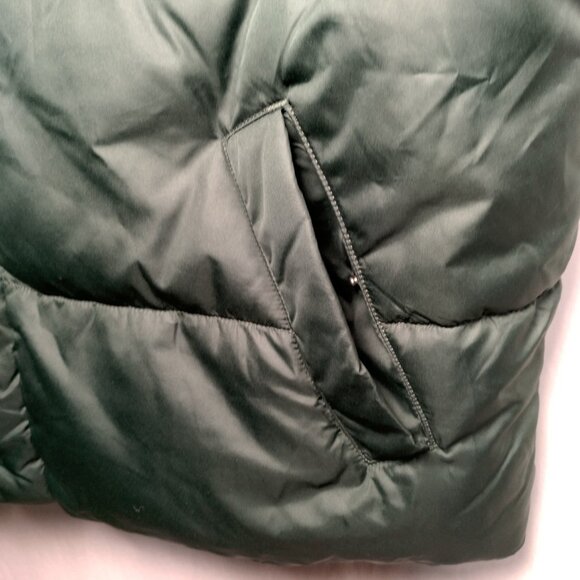 Old Navy Puffer Vest Men XXL Forest Green Jacket Snap Zip Up Recycled - Picture 7 of 11